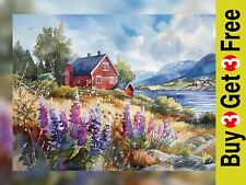 Watercolor Scenic Countryside