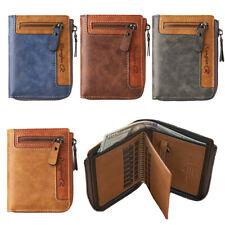 Men's Retro Zipper Short Leather Wallet - Multifunctional Pocket Bifold - Lar