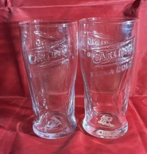 Carling Extra Cold Embossed Pint Glasses X 2 Crown Marked