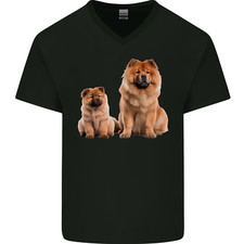 Chow Chows Dog Puppy Mens V-Neck Cotton T-Shirt