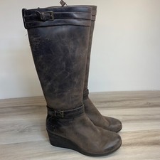 UGG Tall Riding Boots Womens 7 Brown Irmah Knee High Wedge Leather 1003362
