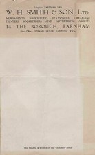 W.H. Smith & Son Ltd. The Borough, Farnham Headed Writing Paper Ref 39418
