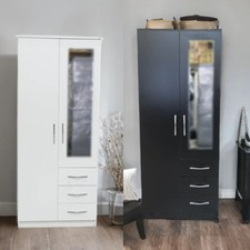 Ready Assembled 2 Door With 3 Drawer Wardrobe Bedroom Storage Hanging Bar