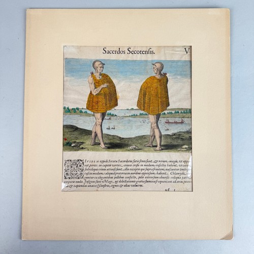 Antique hand colored engraving - colored,