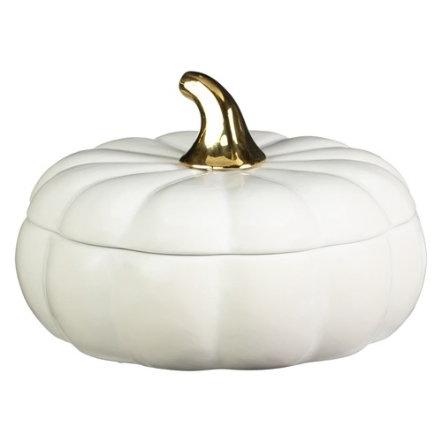 White ceramic pumpkin candle - ceramic,