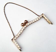 Vintage Purse Clasp Metal Hinged Frame for Handbag w/ Chain Silver Plated W13cm