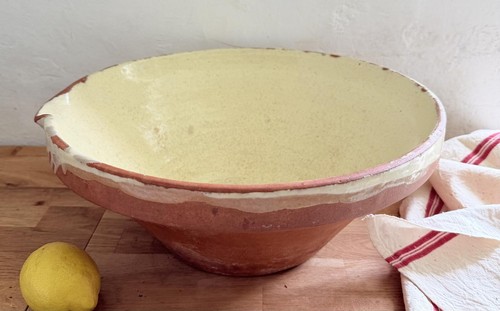 Vintage french glazed yellow - glazed,