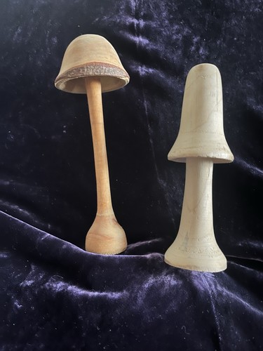 Hand turned wooden mushrooms - turned,