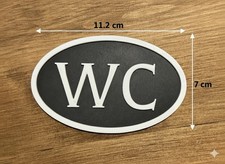 WC Toilet Sign Plaque Bathroom Door 3D Printed With Adhesive Back 7cmHx11.2xmW