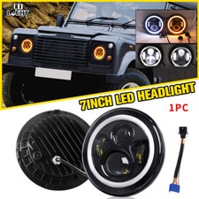 For Land Rover Defender 90 110 130 7inch LED Headlight Halo Angel Eyes DRL Light