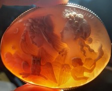 Shell Cameo Grand Tour Brooch EOS and NYX Grand Tour Mounted 9ct Gold 56mm 18g