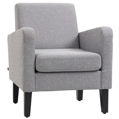 Linen look boxy armchair - linen-look,