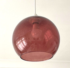 Glass pendant light shade dark dusty pink.