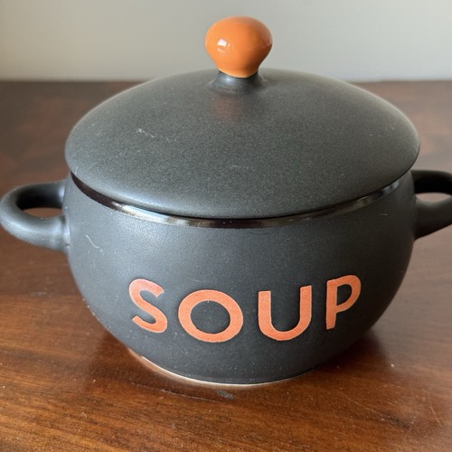 Black ceramic soup - bowl, with