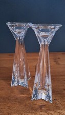 2 x Crystal glass candle stick candlestick holders great for Christmas table