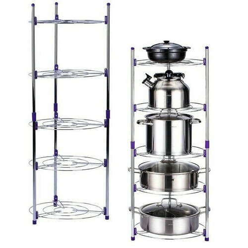 Tier chrome pan stand pots - chrome,