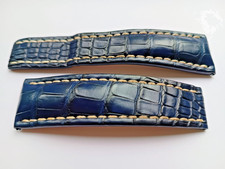 BREITLING 24MM  BLUE CROCO  LEATHER DEPLOYMENT STRAP ONLY  747P  USED