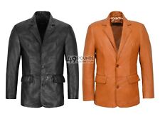 Men Leather Blazer Brown Formal Classic Tailored Genuine Leather Blazer Coat 2BB