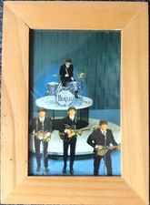 The Beatles Group Band Shot photo image in wood Pine Frame 18cm x 13cm