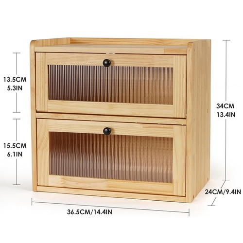 Wooden bread bin double layer - bin,