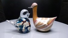 Art glass small birds x 2 one