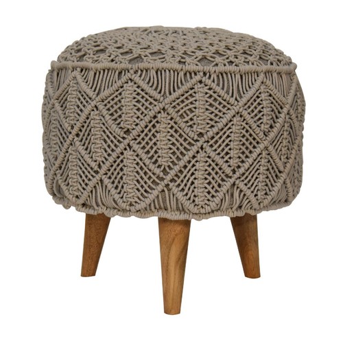 Crochet grey footstool ottoman - grey,