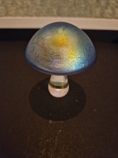 Heron Glass. Small Azure Blue Mushroom.  7cm