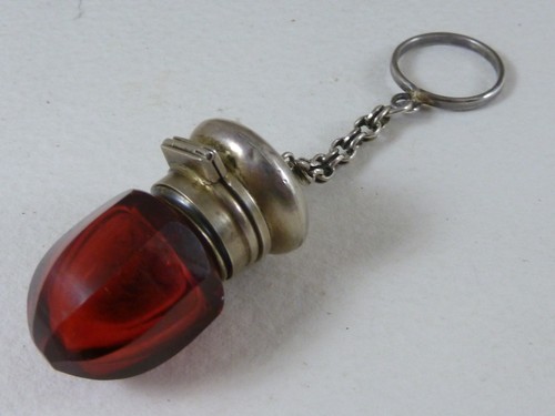 Antique silver cranberry glass - cranberry,