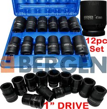 BERGEN 1"Inch DRIVE DEEP IMPACT Socket Set 24-41mm HGV Long Reach Impact Sockets