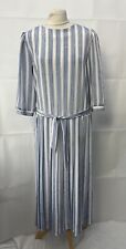 Berkertex Blue Striped Knee Length Dress Size M Polyester