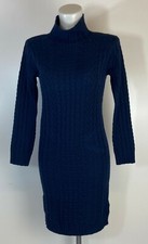 Ladies Ex M&S  Navy Cable Knit Navy Jumper Dress Size XS S 
