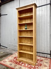Tall Solid Wooden Carved Pine Bookcase Library Display / Office Storage in VGC