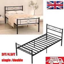 3ft Single Bed Mattress Foundation Metal Iron Bed Frame with Under-bed Storage