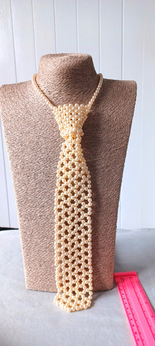Vintage faux pearl tie - pearl, design