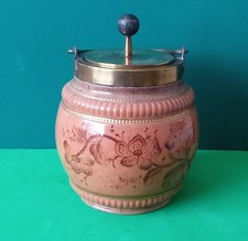 Ceramic and Brass Tobacco Jar. Vintage, possibly Georgian.