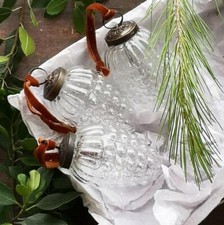 Christmas Decorations Clear Glass Pine Cone Bauble, Vintage Christmas Decoration