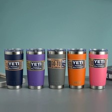 Rambler w/ YETI Lid 20oz Steel Vacuum Tumbler Stainless Mug Coffee MagSlider Cup