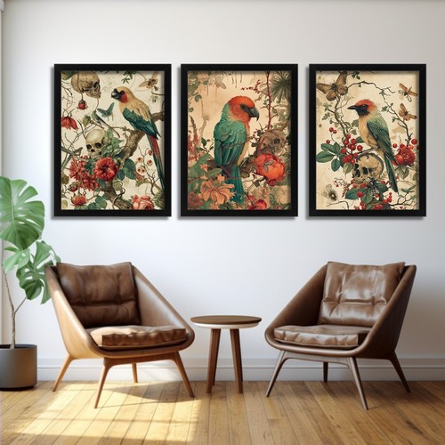 Parots skull wall art prints - art,