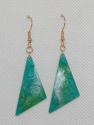 Handmade resin earrings - earrings, green