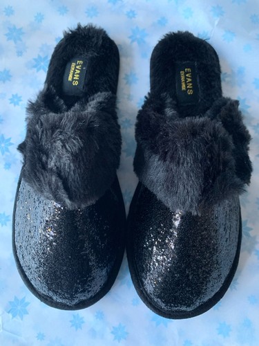 Brand new evans slippers black - evans,