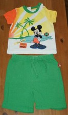 Bhs Boys' Green/Yellow Disney Mickey Mouse Short Pyjamas/Top & Shorts,6-9 Months