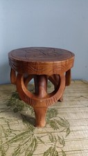 Vintage Philippines Carved Buffalo Wooden Hand Carved 3 Legged Stool