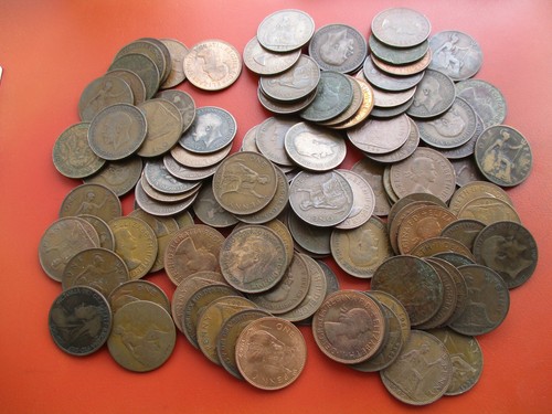 Over old pennies - over, of