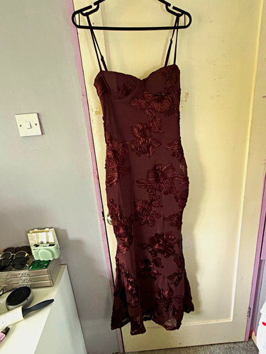 Brown floral embroidered