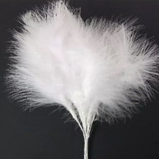 6 Wired Stems Marabou Fluff Feathers - 18 Feathers Per Pack  -  9 Colours