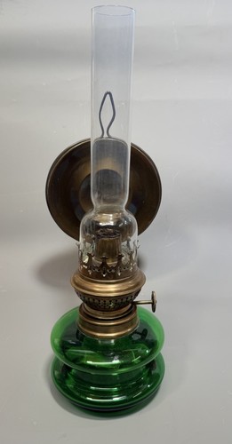 Antique green glass - oil, lamp
