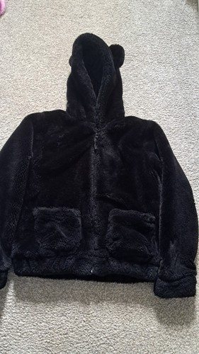 Girls black faux coat - black,