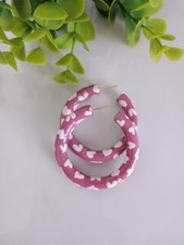 Pink Heart Hoop Earrings –