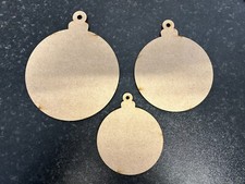 Wooden Christmas Baubles MDF Xmas Bauble Shape DIY Craft Tree Decoration