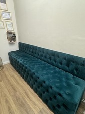 Green Velvet Pedicure Seating Area Bench sofa beauty salon b spoke piece 